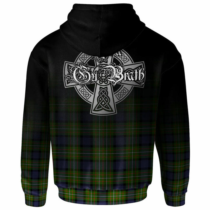 Scottish Fergusson Clan Crest Tartan Hoodie - Alba Gu Brath Family Crest Celtic Inspired Back Side Tartan Plaid