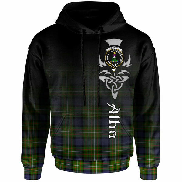 Scottish Fergusson Clan Crest Tartan Hoodie - Alba Gu Brath Family Crest Celtic Inspired Front Side Tartan Plaid