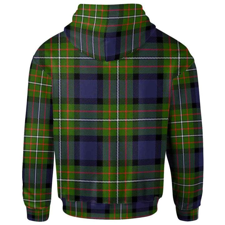 Scottish Fergusson Clan Crest Tartan Hoodie Back Side Tartan Plaid