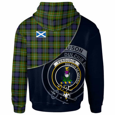 Scottish Fergusson Clan Crest Tartan Hoodie - Bend Style Back Side Tartan Plaid