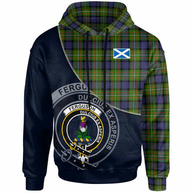 Scottish Fergusson Clan Crest Tartan Hoodie - Bend Style Front Side Tartan Plaid