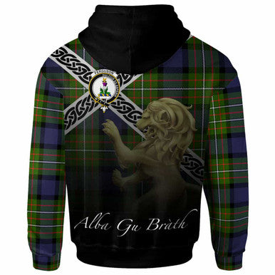 Scottish Fergusson Clan Crest Tartan Hoodie - Scotland Lion Back Side Tartan Plaid