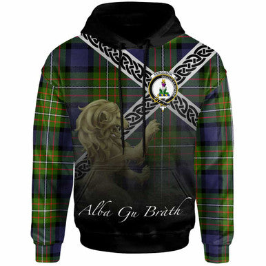 Scottish Fergusson Clan Crest Tartan Hoodie - Scotland Lion Front Side Tartan Plaid