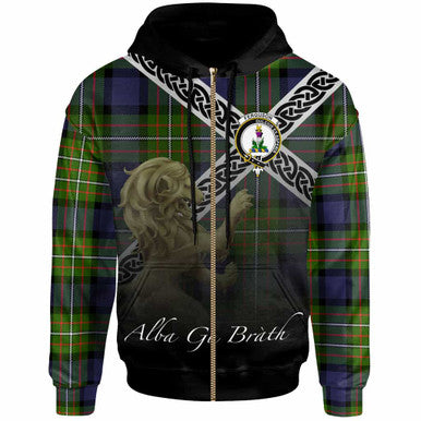 Scottish Fergusson Clan Crest Tartan Hoodie - Scotland Lion Zip-up Tartan Plaid
