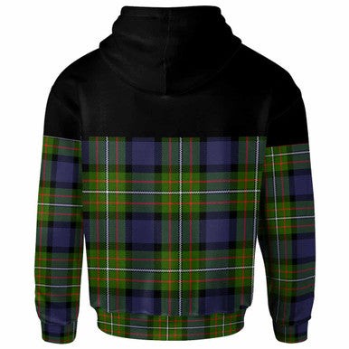 Scottish Fergusson Clan Crest Tartan Hoodie - Horizontal Style Back Side Tartan Plaid