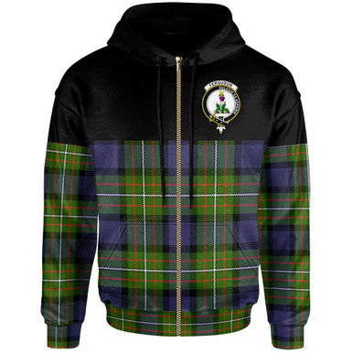 Scottish Fergusson Clan Crest Tartan Hoodie - Horizontal Style Zip-up Tartan Plaid