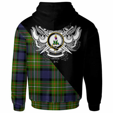Scottish Fergusson Clan Crest Tartan Hoodie - Military Logo Back Side Tartan Plaid