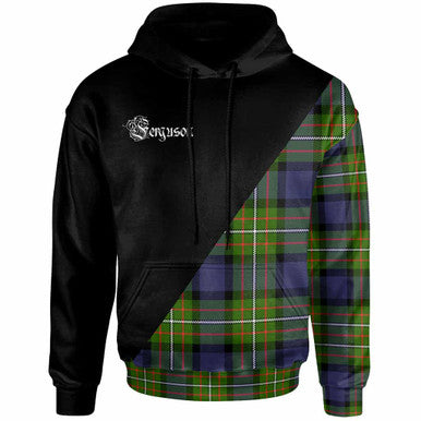Scottish Fergusson Clan Crest Tartan Hoodie - Military Logo Front Side Tartan Plaid