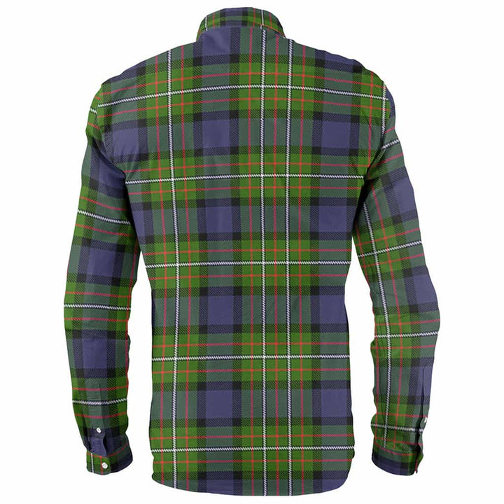 Scottish Fergusson Clan Crest Tartan Long Sleeve Shirt Back Side Tartan Plaid
