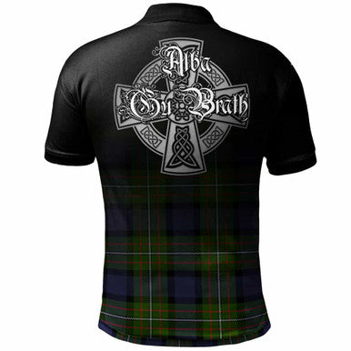 Scottish Fergusson Clan Crest Tartan Polo Shirt - Alba Gu Brath Family Crest Celtic Inspired Back Side Tartan Plaid