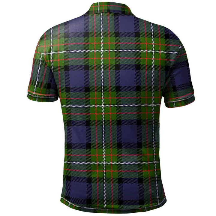 Scottish Fergusson Clan Crest Tartan Polo Shirt Back Side Tartan Plaid