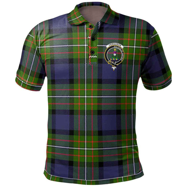 Scottish Fergusson Clan Crest Tartan Polo Shirt Front Side Tartan Plaid