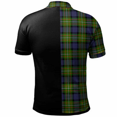 Scottish Fergusson Clan Crest Tartan Polo Shirt - Half in Me Back Side Tartan Plaid