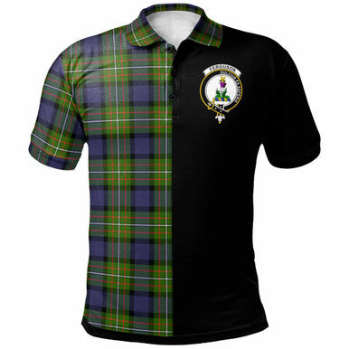 Scottish Fergusson Clan Crest Tartan Polo Shirt - Half in Me Front Side Tartan Plaid
