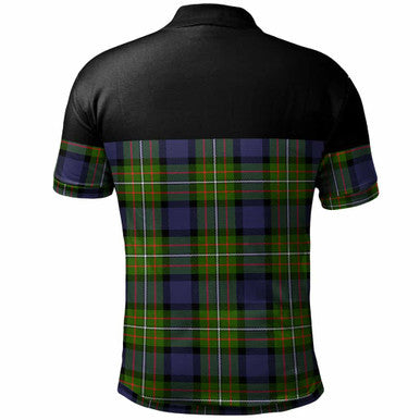 Scottish Fergusson Clan Crest Tartan Polo Shirt - Horizontal Style Back Side Tartan Plaid
