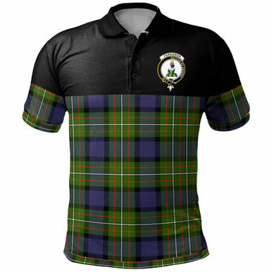 Scottish Fergusson Clan Crest Tartan Polo Shirt - Horizontal Style Front Side Tartan Plaid