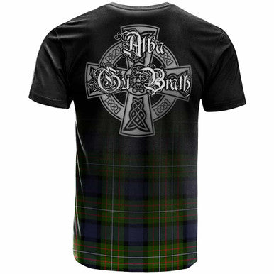 Scottish Fergusson Clan Crest Tartan T-Shirt - Alba Gu Brath Family Crest Celtic Inspired Back Side Tartan Plaid
