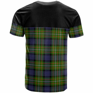 Scottish Fergusson Clan Crest Tartan T-Shirt - Horizontal Style Back Side Tartan Plaid