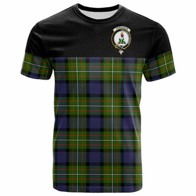 Scottish Fergusson Clan Crest Tartan T-Shirt - Horizontal Style Front Side Tartan Plaid