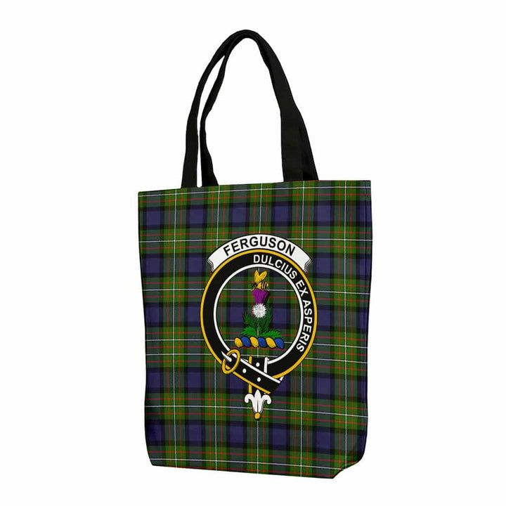 Scottish Fergusson Clan Crest Tartan Canvas Bag With Shoulder Strap Tartan Plaid 1