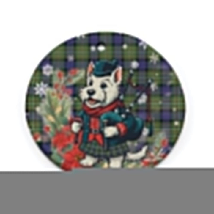 Scottish Fergusson Modern Clan Tartan Ceramic Ornament Cute Scottish Terrier Dog Circle Style Tartan Plaid