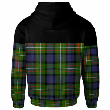 Scottish Fergusson Modern Clan Tartan Hoodie - Horizontal Style Back Side Tartan Plaid