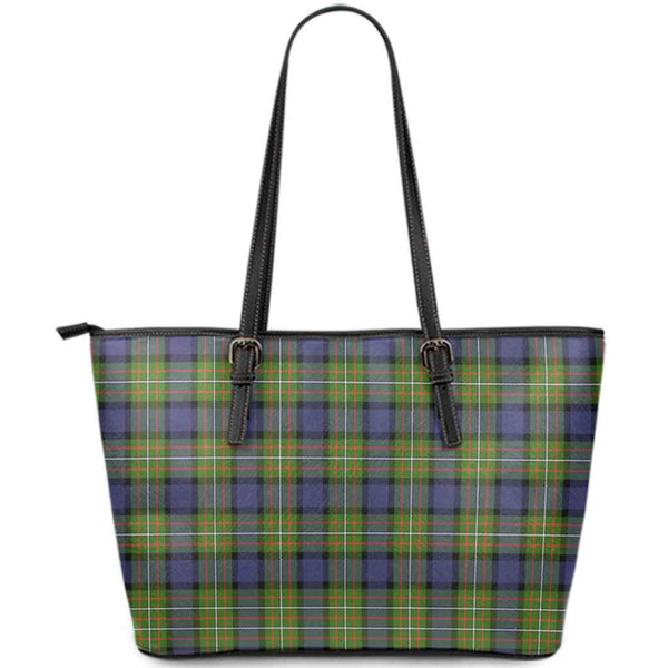 Scottish Fergusson Modern Clan Tartan Leather Tote Tartan Plaid