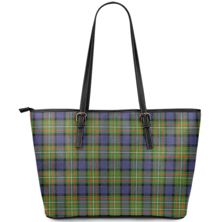 Scottish Fergusson Modern Clan Tartan Leather Tote Tartan Plaid