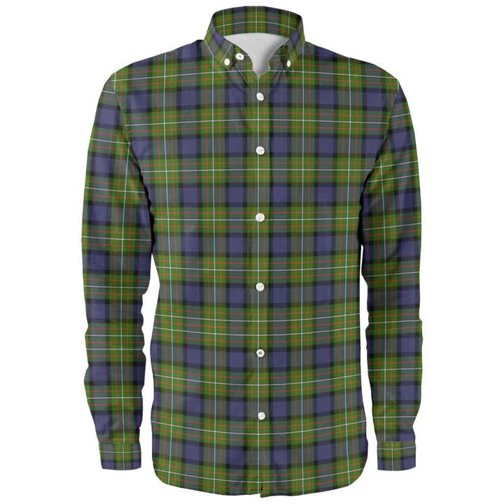 Scottish Fergusson Modern Clan Tartan Long Sleeve Shirt Front Side Tartan Plaid