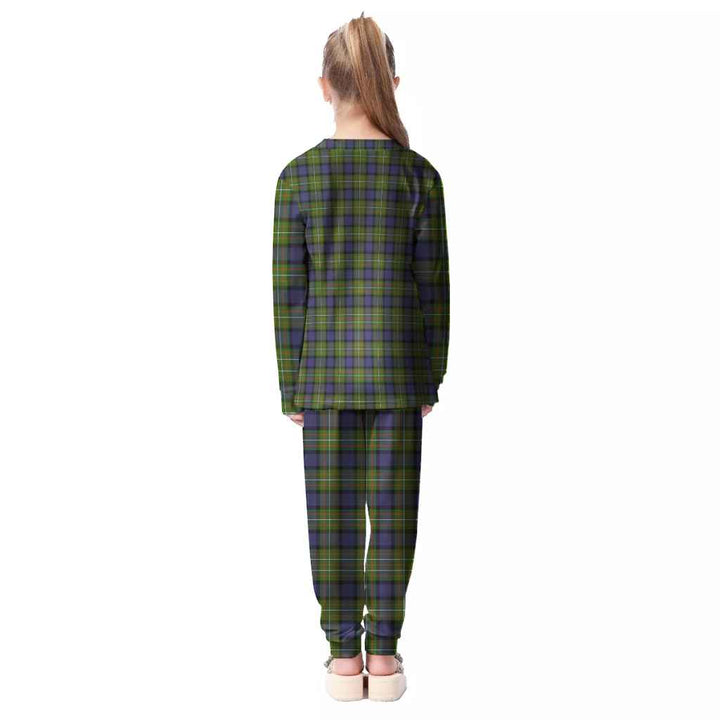 Scottish Fergusson Modern Clan Tartan Pajama Set Kid Back Side Tartan Plaid