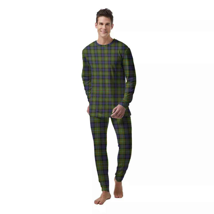 Scottish Fergusson Modern Clan Tartan Pajama Set  Men Front Side Tartan Plaid