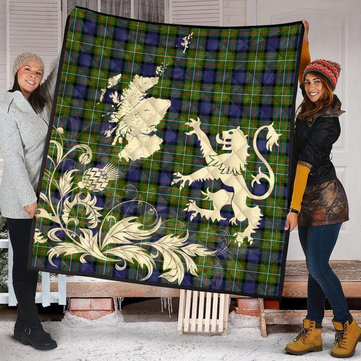 Scottish Fergusson Modern Clan Tartan Quilt Rampant Lion with Thistle Tartan Plaid 2