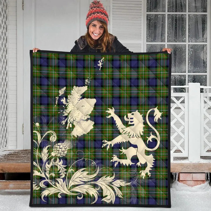 Scottish Fergusson Modern Clan Tartan Quilt Rampant Lion with Thistle Tartan Plaid 3