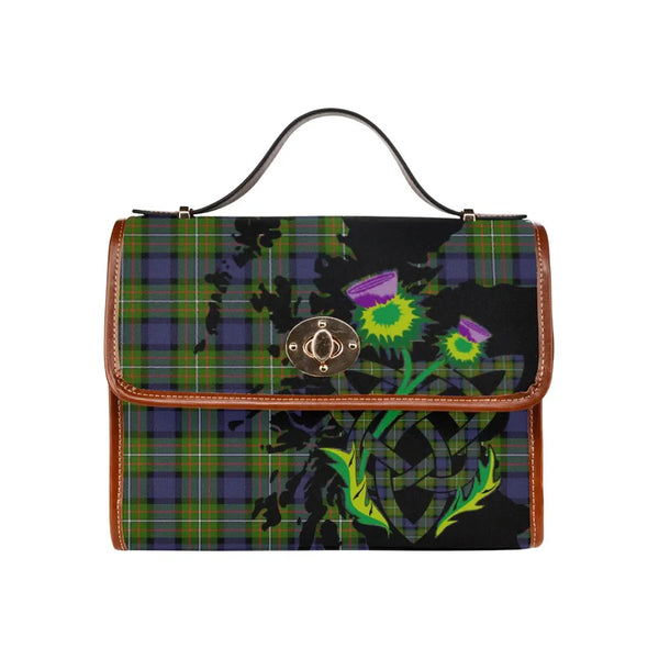 Scottish Fergusson Modern Clan Tartan Waterproof Canvas Bag With Thistle Tartan Plaid 2
