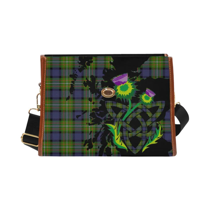 Scottish Fergusson Modern Clan Tartan Waterproof Canvas Bag With Thistle Tartan Plaid 2