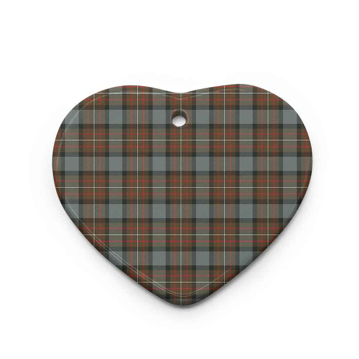 Scottish Fergusson Weathered Clan Tartan Ceramic Ornament Heart Shape Tartan Plaid