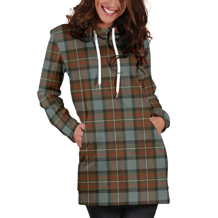 Scottish Fergusson Weathered Clan Tartan Hoodie Dress