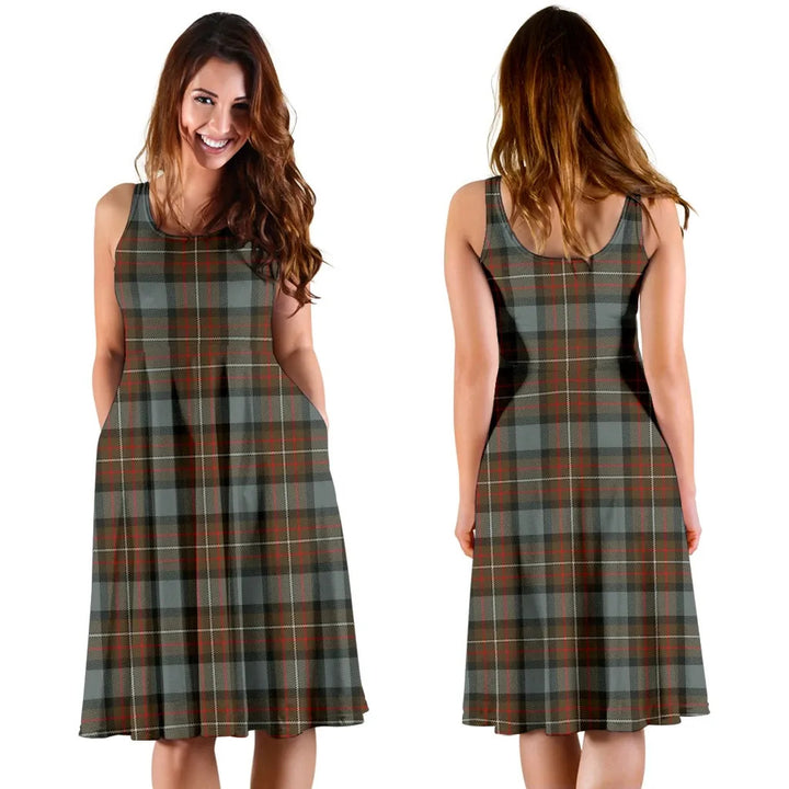 Scottish Fergusson Weathered Clan Tartan Women Midi Dress