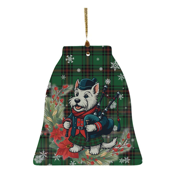 Scottish Fife District Clan Tartan Ceramic Ornament Cute Scottish Terrier Dog Bell Style Tartan Plaid