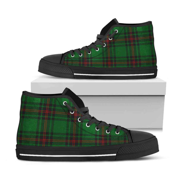 Scottish Fife District Clan Tartan High Top Shoes Black Sole Tartan Plaid