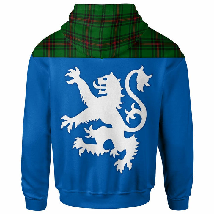 Scottish Fife District Clan Tartan Hoodie - Lion Rampant of Scotland With Flag back Side Tartan Plaid