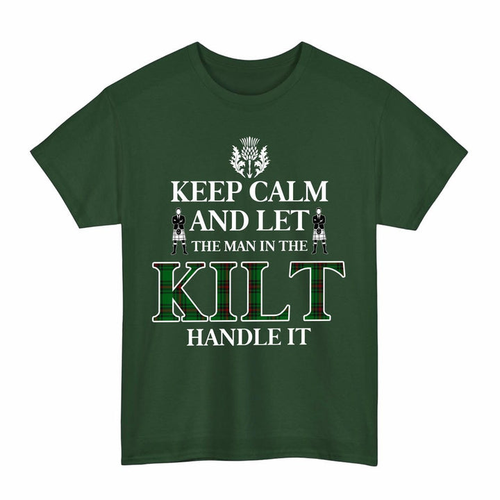 Scottish Fife District Clan Tartan T-Shirt - Keep Calm Tartan Plaid Forest Green Color