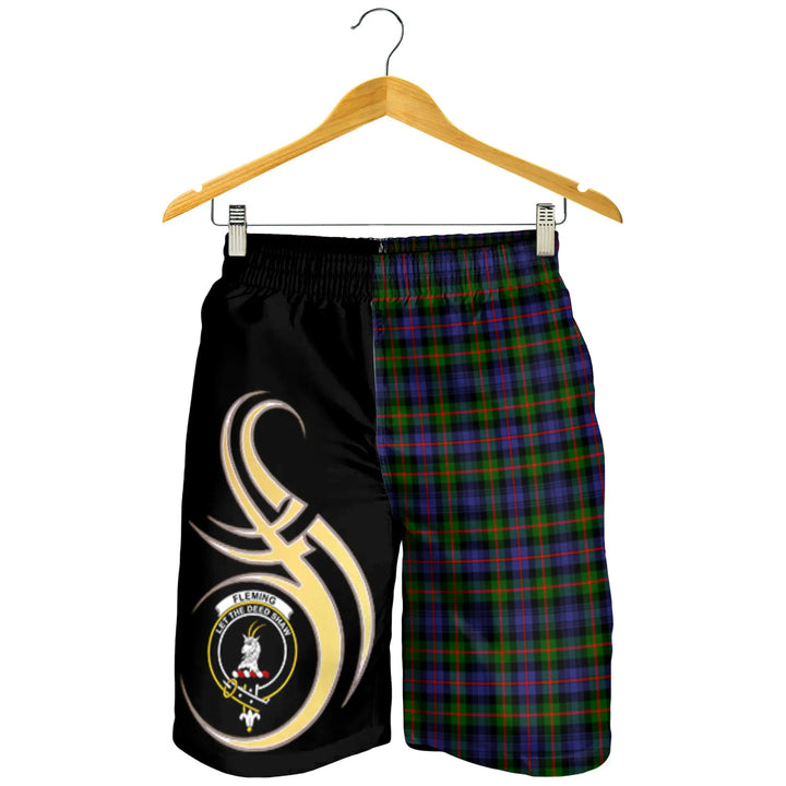 Scottish Fleming Clan Crest Tartan Believe in Me Men's Shorts