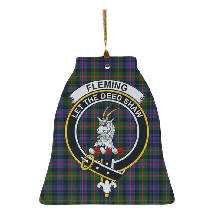 Scottish Fleming Clan Crest Tartan Ceramic Ornament Bell Shape Tartan Plaid