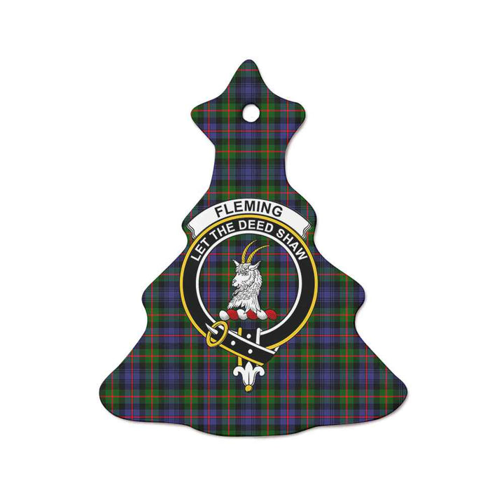 Scottish Fleming Clan Crest Tartan Ceramic Ornament Tree Shape Tartan Plaid