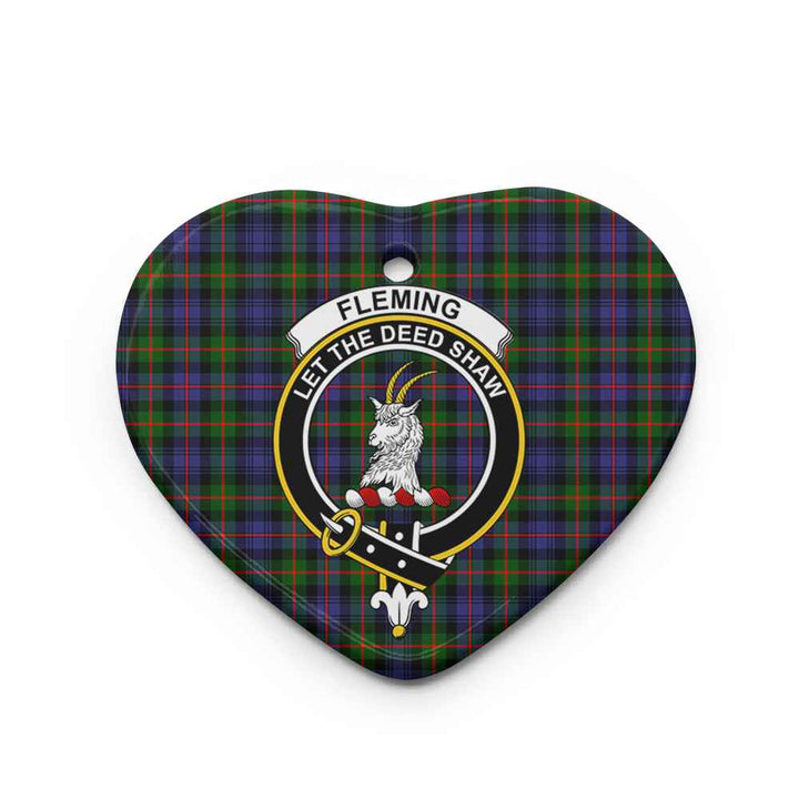 Scottish Fleming Clan Crest Tartan Ceramic Ornament Heart Shape Tartan Plaid