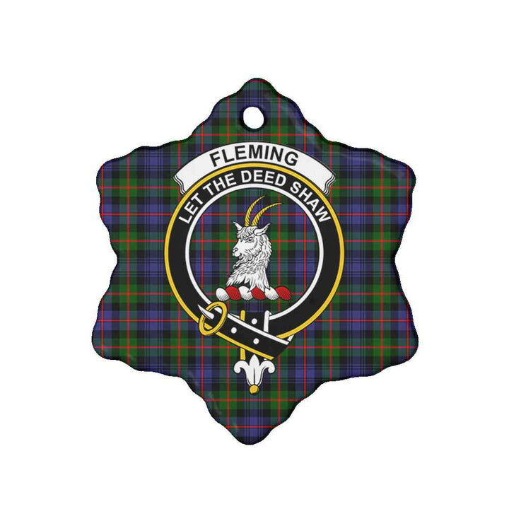 Scottish Fleming Clan Crest Tartan Ceramic Ornament Snow Flake Shape Tartan Plaid