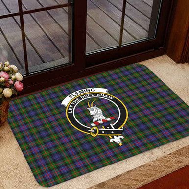 Scottish Fleming Clan Crest Tartan Door Mat Tartan Plaid 1