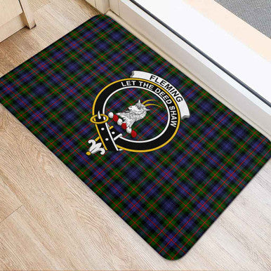 Scottish Fleming Clan Crest Tartan Door Mat Tartan Plaid 2