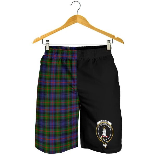 Scottish Fleming Clan Crest Tartan Half of Me Men's Shorts